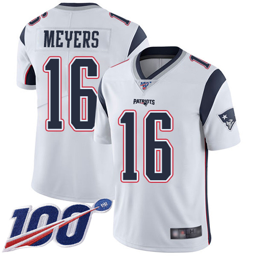New England Patriots Football #16 Vapor Untouchable 100th Season Limited White Men Jakobi Meyers Road NFL Jersey